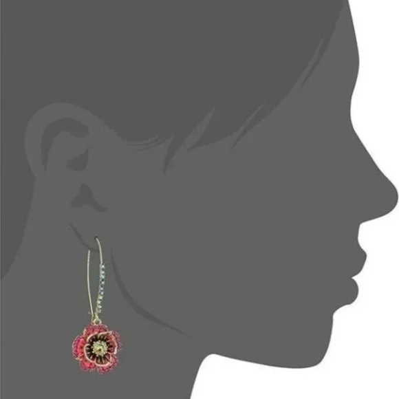 Gorgeous Betsey Johnson  Flower Cluster  Drop Earrings - Picture 2 of 3